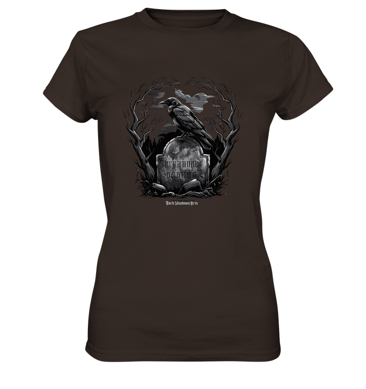 Gotische Nachtszene: Rabe auf verwittertem Grabstein - Ladies Premium Shirt | Lady - Shirts | Dark Shadows Arts