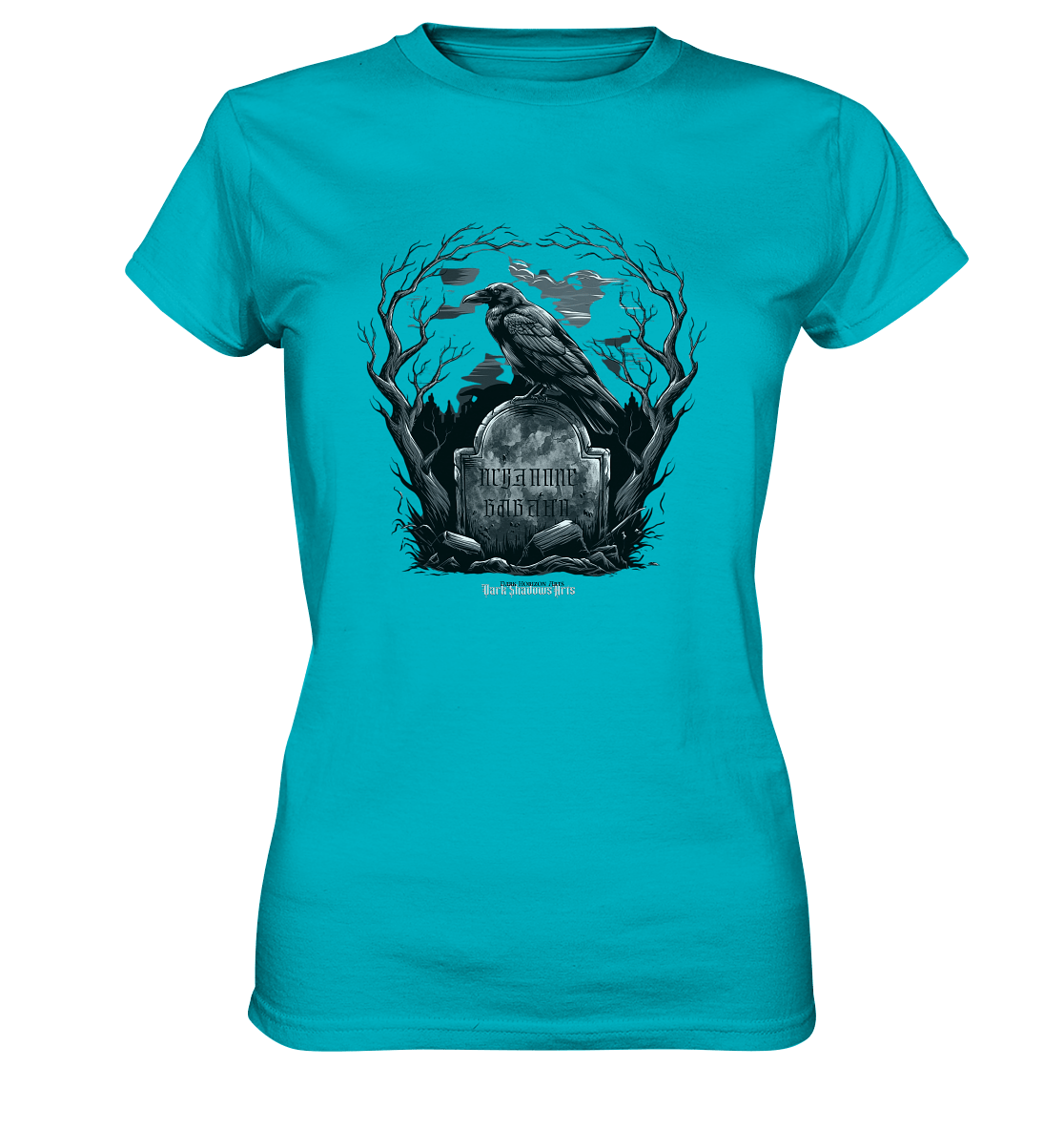 Gotische Nachtszene: Rabe auf verwittertem Grabstein - Ladies Premium Shirt | Lady - Shirts | Dark Shadows Arts