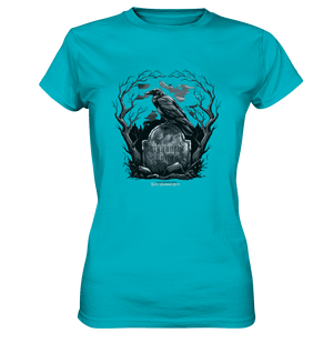 Gotische Nachtszene: Rabe auf verwittertem Grabstein - Ladies Premium Shirt | Lady - Shirts | Dark Shadows Arts