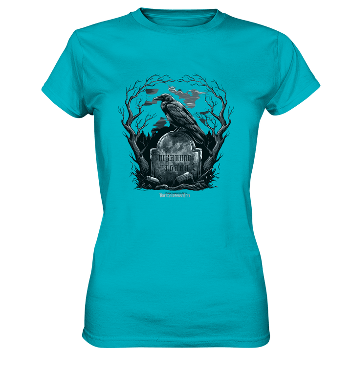 Gotische Nachtszene: Rabe auf verwittertem Grabstein - Ladies Premium Shirt | Lady - Shirts | Dark Shadows Arts