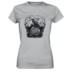 Gotische Nachtszene: Rabe auf verwittertem Grabstein - Ladies Premium Shirt | Lady - Shirts | Dark Shadows Arts