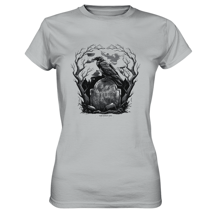 Gotische Nachtszene: Rabe auf verwittertem Grabstein - Ladies Premium Shirt | Lady - Shirts | Dark Shadows Arts