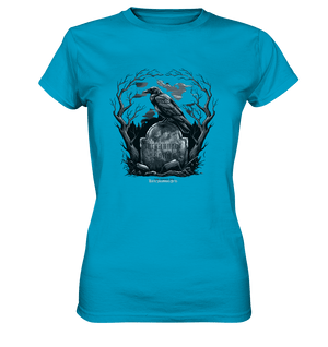 Gotische Nachtszene: Rabe auf verwittertem Grabstein - Ladies Premium Shirt | Lady - Shirts | Dark Shadows Arts