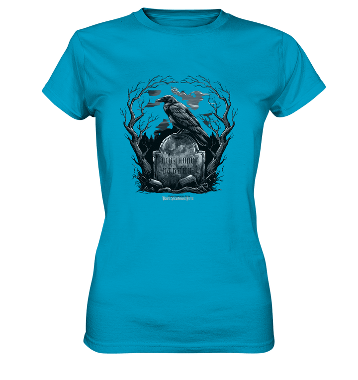 Gotische Nachtszene: Rabe auf verwittertem Grabstein - Ladies Premium Shirt | Lady - Shirts | Dark Shadows Arts
