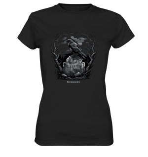 Gotische Nachtszene: Rabe auf verwittertem Grabstein - Ladies Premium Shirt | Lady - Shirts | Dark Shadows Arts