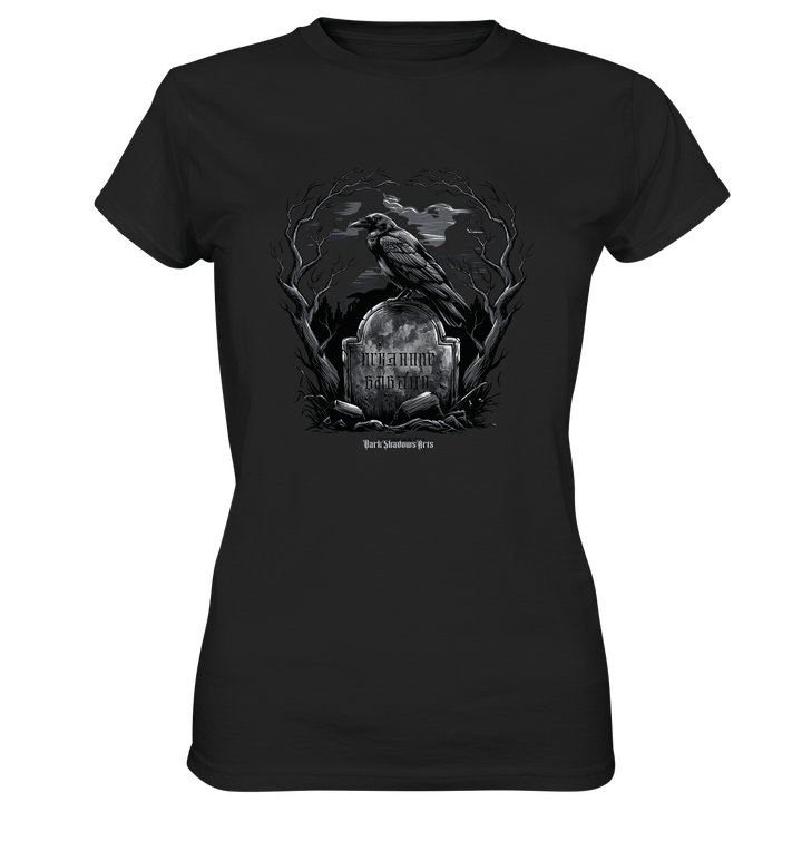Gotische Nachtszene: Rabe auf verwittertem Grabstein - Ladies Premium Shirt | Lady - Shirts | Dark Shadows Arts