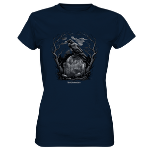 Gotische Nachtszene: Rabe auf verwittertem Grabstein - Ladies Premium Shirt | Lady - Shirts | Dark Shadows Arts