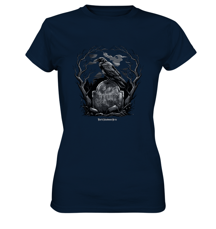 Gotische Nachtszene: Rabe auf verwittertem Grabstein - Ladies Premium Shirt | Lady - Shirts | Dark Shadows Arts