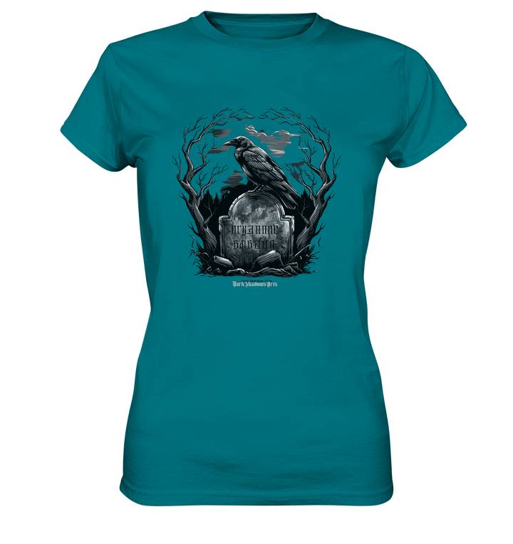 Gotische Nachtszene: Rabe auf verwittertem Grabstein - Ladies Premium Shirt | Lady - Shirts | Dark Shadows Arts