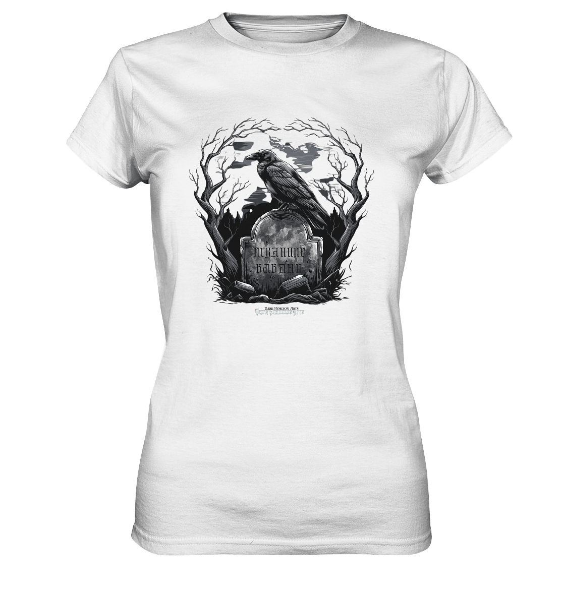 Gotische Nachtszene: Rabe auf verwittertem Grabstein - Ladies Premium Shirt | Lady - Shirts | Dark Shadows Arts