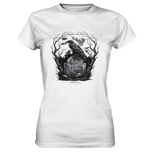 Gotische Nachtszene: Rabe auf verwittertem Grabstein - Ladies Premium Shirt | Lady - Shirts | Dark Shadows Arts