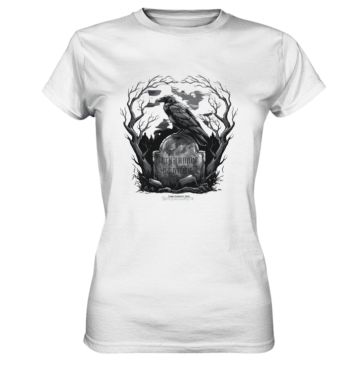 Gotische Nachtszene: Rabe auf verwittertem Grabstein - Ladies Premium Shirt | Lady - Shirts | Dark Shadows Arts