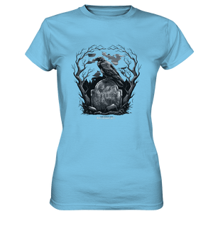 Gotische Nachtszene: Rabe auf verwittertem Grabstein - Ladies Premium Shirt | Lady - Shirts | Dark Shadows Arts