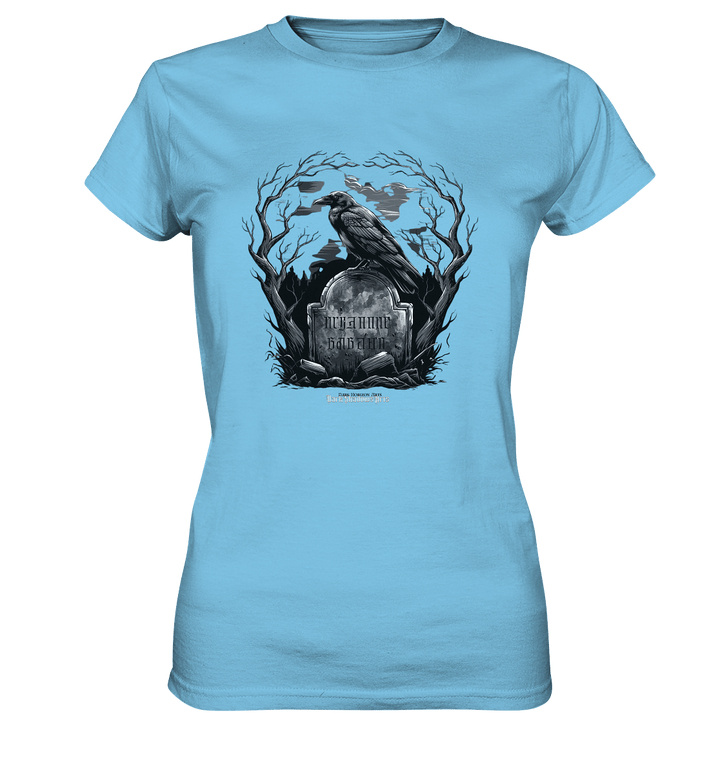 Gotische Nachtszene: Rabe auf verwittertem Grabstein - Ladies Premium Shirt | Lady - Shirts | Dark Shadows Arts