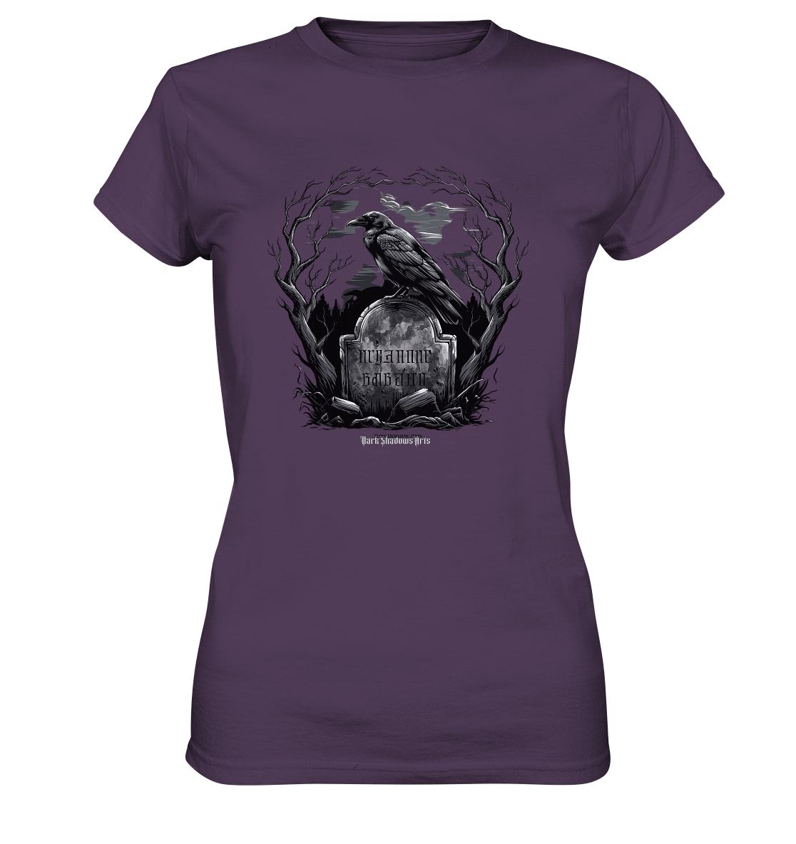 Gotische Nachtszene: Rabe auf verwittertem Grabstein - Ladies Premium Shirt | Lady - Shirts | Dark Shadows Arts