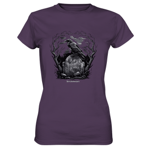 Gotische Nachtszene: Rabe auf verwittertem Grabstein - Ladies Premium Shirt | Lady - Shirts | Dark Shadows Arts