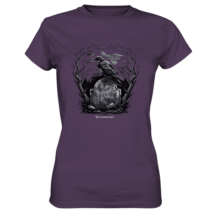 Gotische Nachtszene: Rabe auf verwittertem Grabstein - Ladies Premium Shirt | Lady - Shirts | Dark Shadows Arts