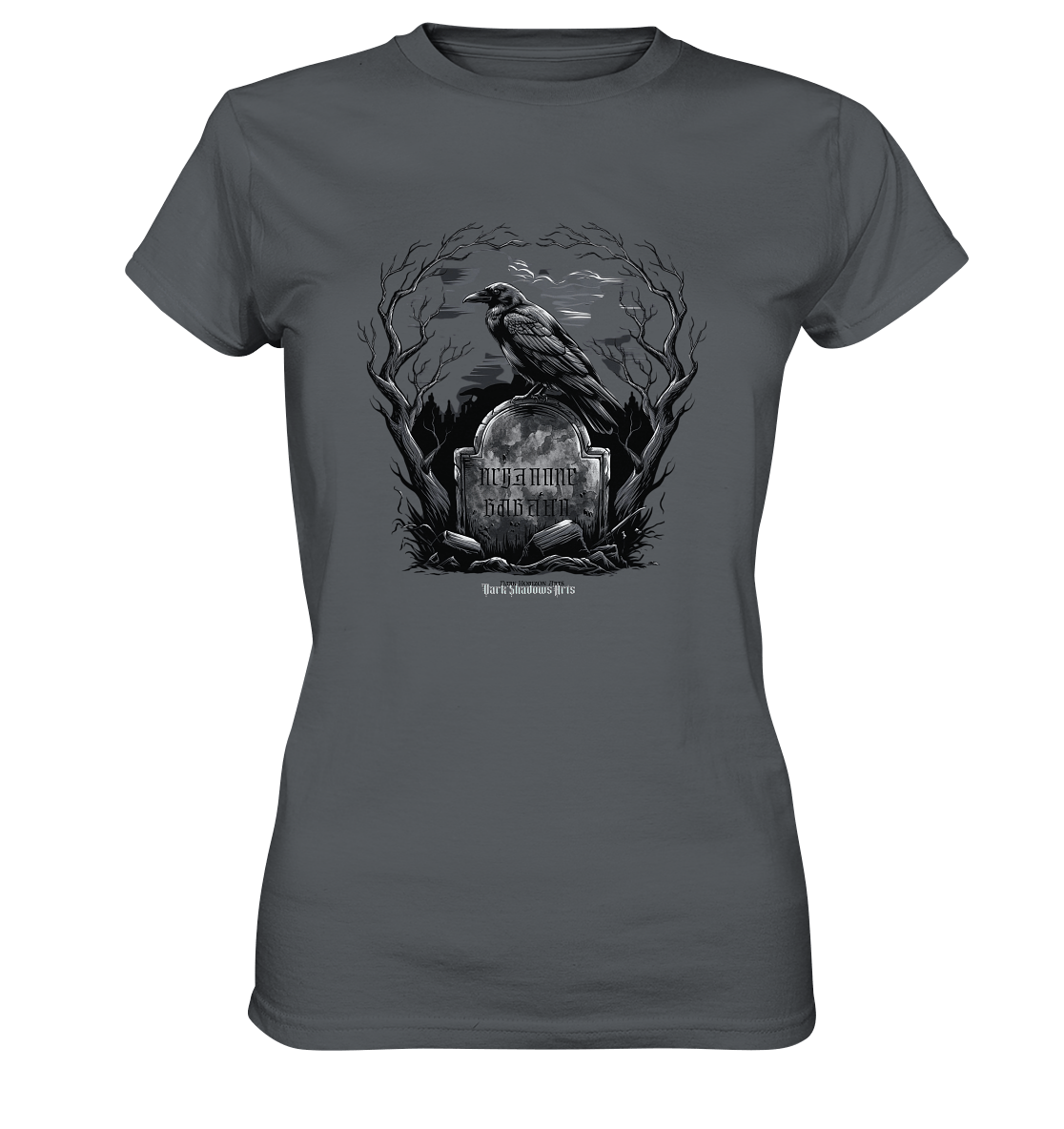 Gotische Nachtszene: Rabe auf verwittertem Grabstein - Ladies Premium Shirt | Lady - Shirts | Dark Shadows Arts