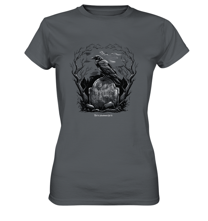 Gotische Nachtszene: Rabe auf verwittertem Grabstein - Ladies Premium Shirt | Lady - Shirts | Dark Shadows Arts