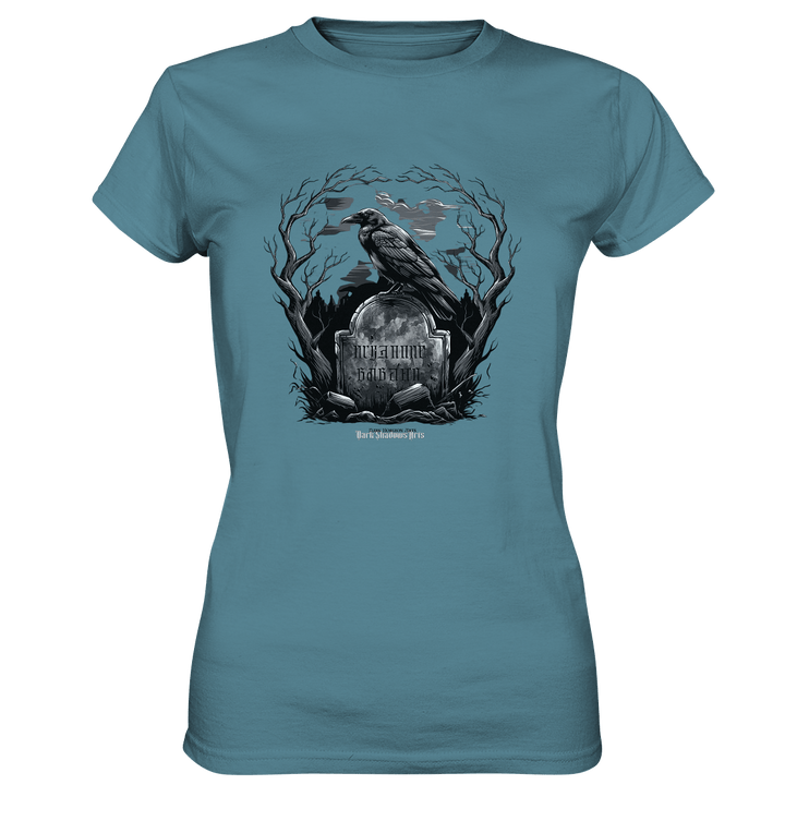 Gotische Nachtszene: Rabe auf verwittertem Grabstein - Ladies Premium Shirt | Lady - Shirts | Dark Shadows Arts