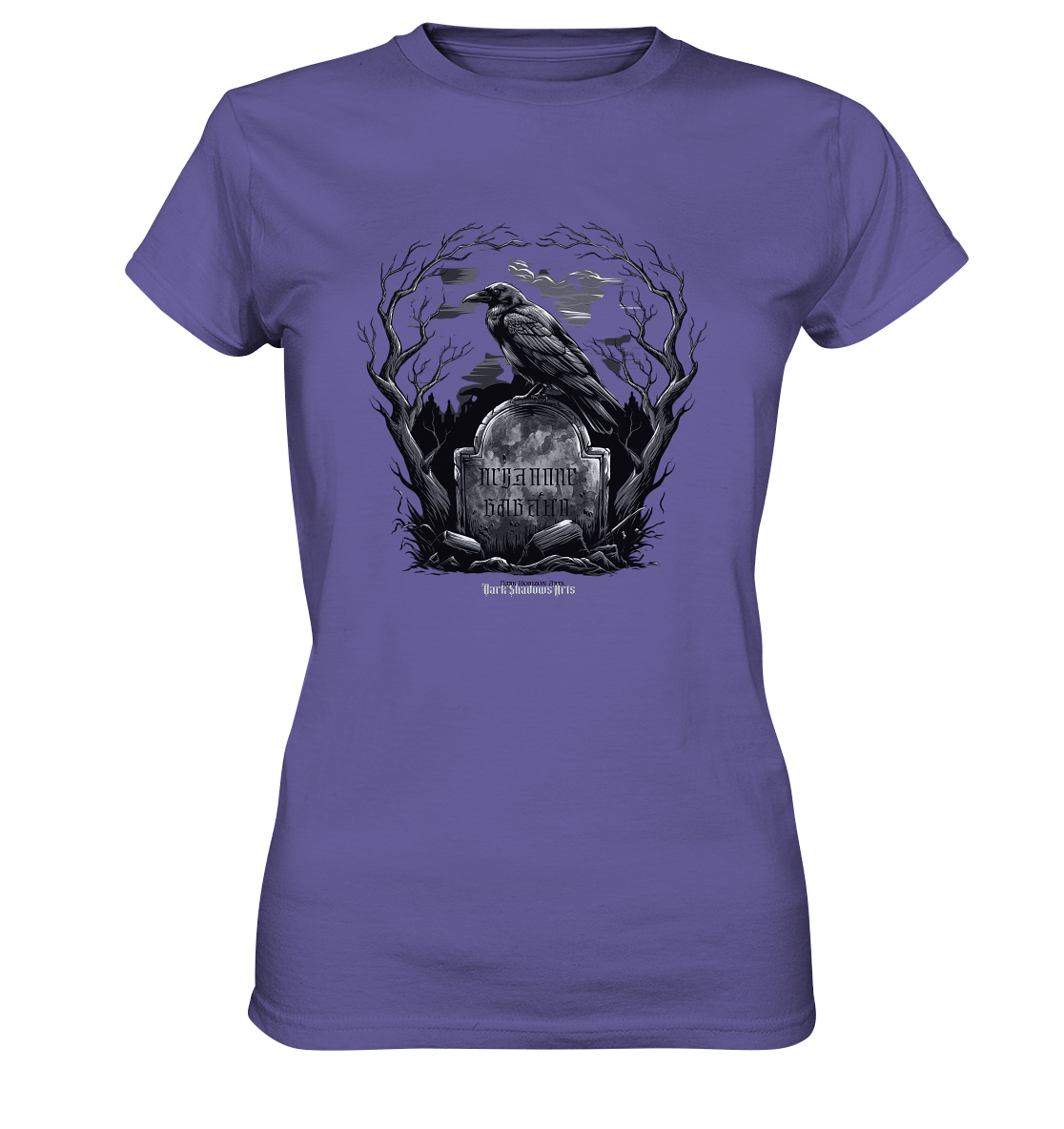 Gotische Nachtszene: Rabe auf verwittertem Grabstein - Ladies Premium Shirt | Lady - Shirts | Dark Shadows Arts