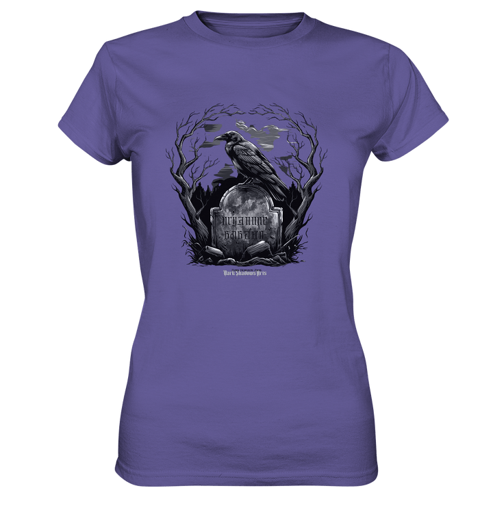 Gotische Nachtszene: Rabe auf verwittertem Grabstein - Ladies Premium Shirt | Lady - Shirts | Dark Shadows Arts