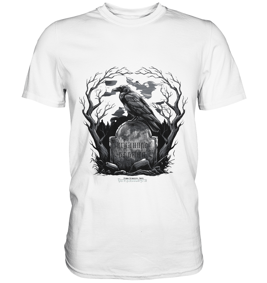 Gotische Nachtszene: Rabe auf verwittertem Grabstein - Premium Shirt | Unisex - Shirts | Dark Shadows Arts