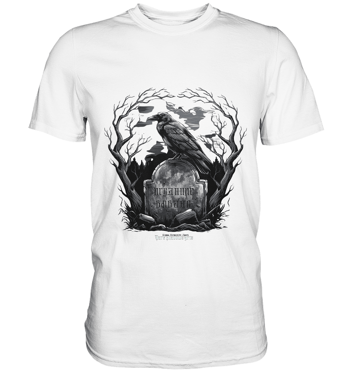 Gotische Nachtszene: Rabe auf verwittertem Grabstein - Premium Shirt | Unisex - Shirts | Dark Shadows Arts
