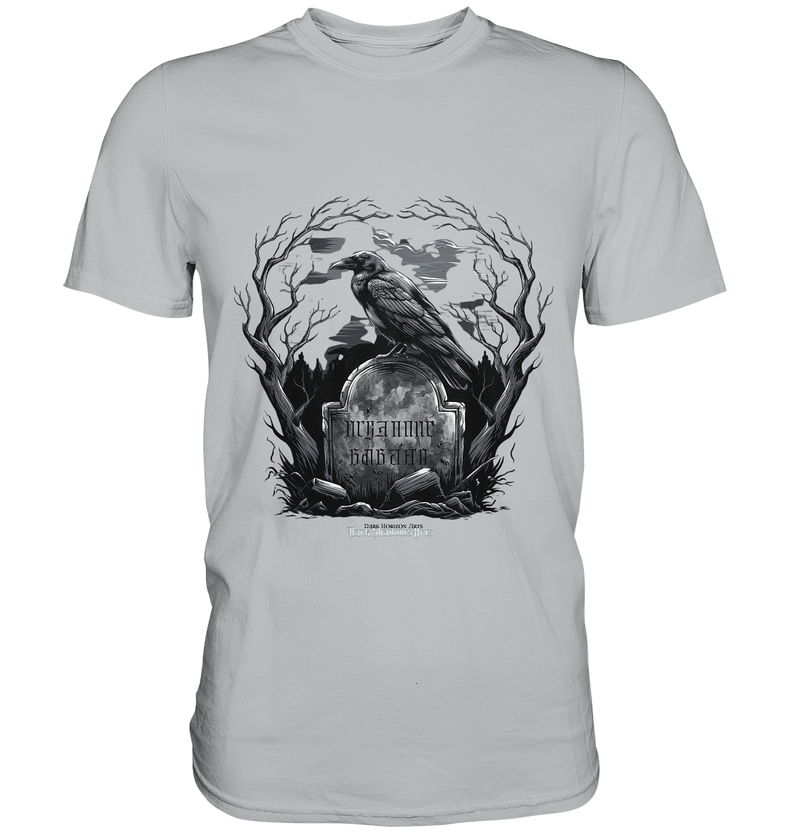Gotische Nachtszene: Rabe auf verwittertem Grabstein - Premium Shirt | Unisex - Shirts | Dark Shadows Arts