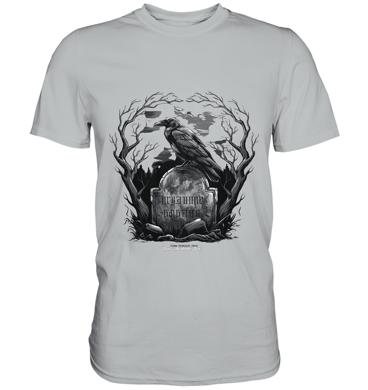 Gotische Nachtszene: Rabe auf verwittertem Grabstein - Premium Shirt | Unisex - Shirts | Dark Shadows Arts