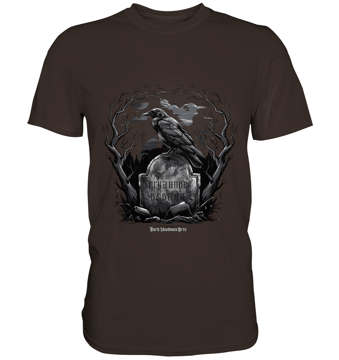 Gotische Nachtszene: Rabe auf verwittertem Grabstein - Premium Shirt | Unisex - Shirts | Dark Shadows Arts