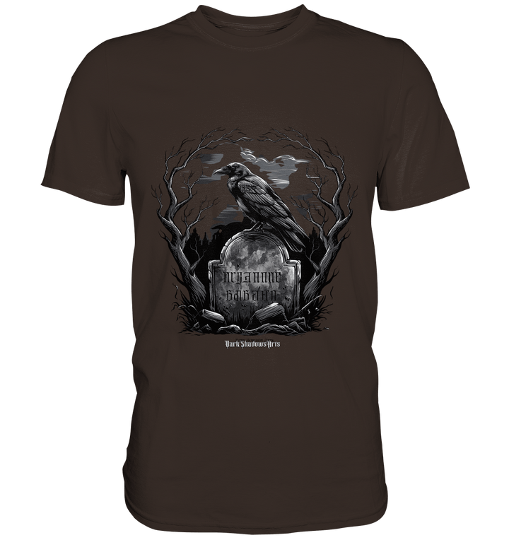 Gotische Nachtszene: Rabe auf verwittertem Grabstein - Premium Shirt | Unisex - Shirts | Dark Shadows Arts