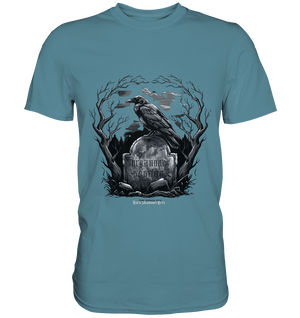 Gotische Nachtszene: Rabe auf verwittertem Grabstein - Premium Shirt | Unisex - Shirts | Dark Shadows Arts