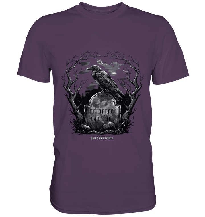 Gotische Nachtszene: Rabe auf verwittertem Grabstein - Premium Shirt | Unisex - Shirts | Dark Shadows Arts