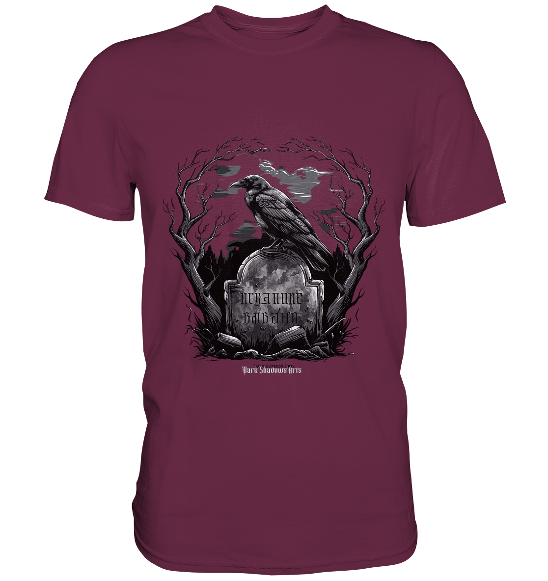 Gotische Nachtszene: Rabe auf verwittertem Grabstein - Premium Shirt | Unisex - Shirts | Dark Shadows Arts