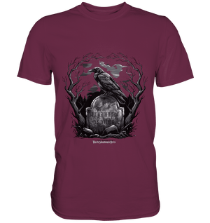 Gotische Nachtszene: Rabe auf verwittertem Grabstein - Premium Shirt | Unisex - Shirts | Dark Shadows Arts