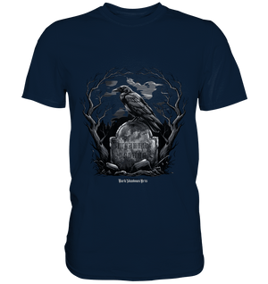 Gotische Nachtszene: Rabe auf verwittertem Grabstein - Premium Shirt | Unisex - Shirts | Dark Shadows Arts