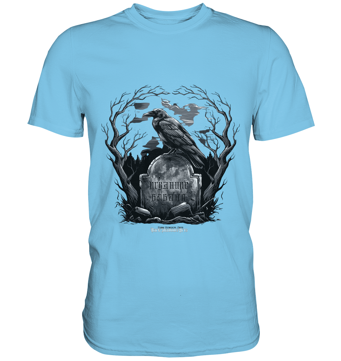 Gotische Nachtszene: Rabe auf verwittertem Grabstein - Premium Shirt | Unisex - Shirts | Dark Shadows Arts