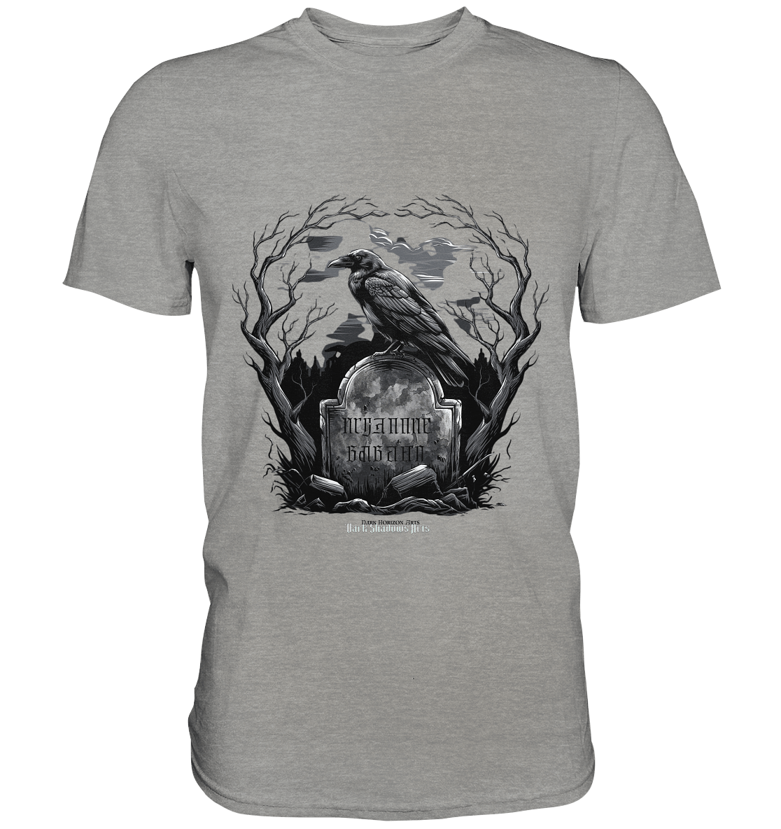 Gotische Nachtszene: Rabe auf verwittertem Grabstein - Premium Shirt | Unisex - Shirts | Dark Shadows Arts