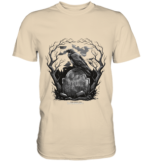 Gotische Nachtszene: Rabe auf verwittertem Grabstein - Premium Shirt | Unisex - Shirts | Dark Shadows Arts