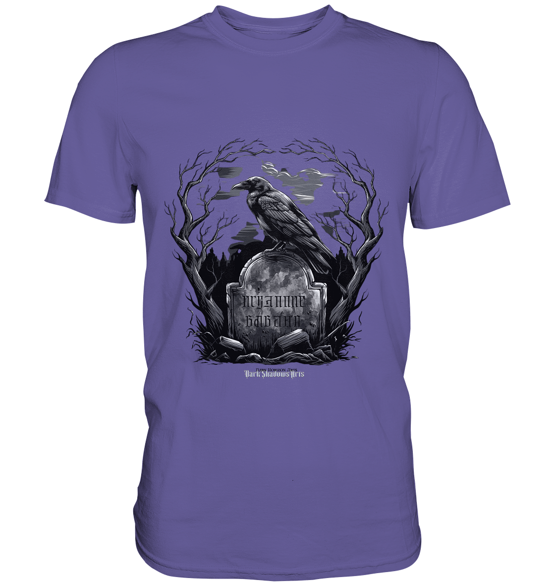 Gotische Nachtszene: Rabe auf verwittertem Grabstein - Premium Shirt | Unisex - Shirts | Dark Shadows Arts