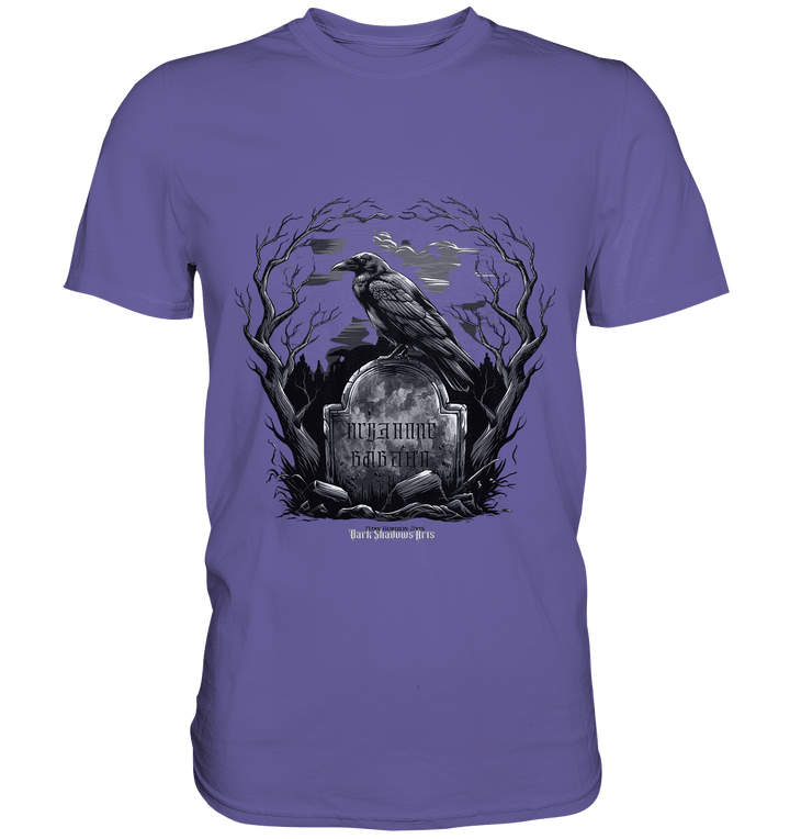 Gotische Nachtszene: Rabe auf verwittertem Grabstein - Premium Shirt | Unisex - Shirts | Dark Shadows Arts