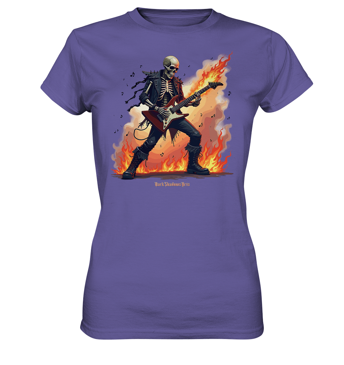Guitar Rebellion - Skelettmusiker mit Feuer - Ladies Premium Shirt | Lady - Shirts | Dark Shadows Arts