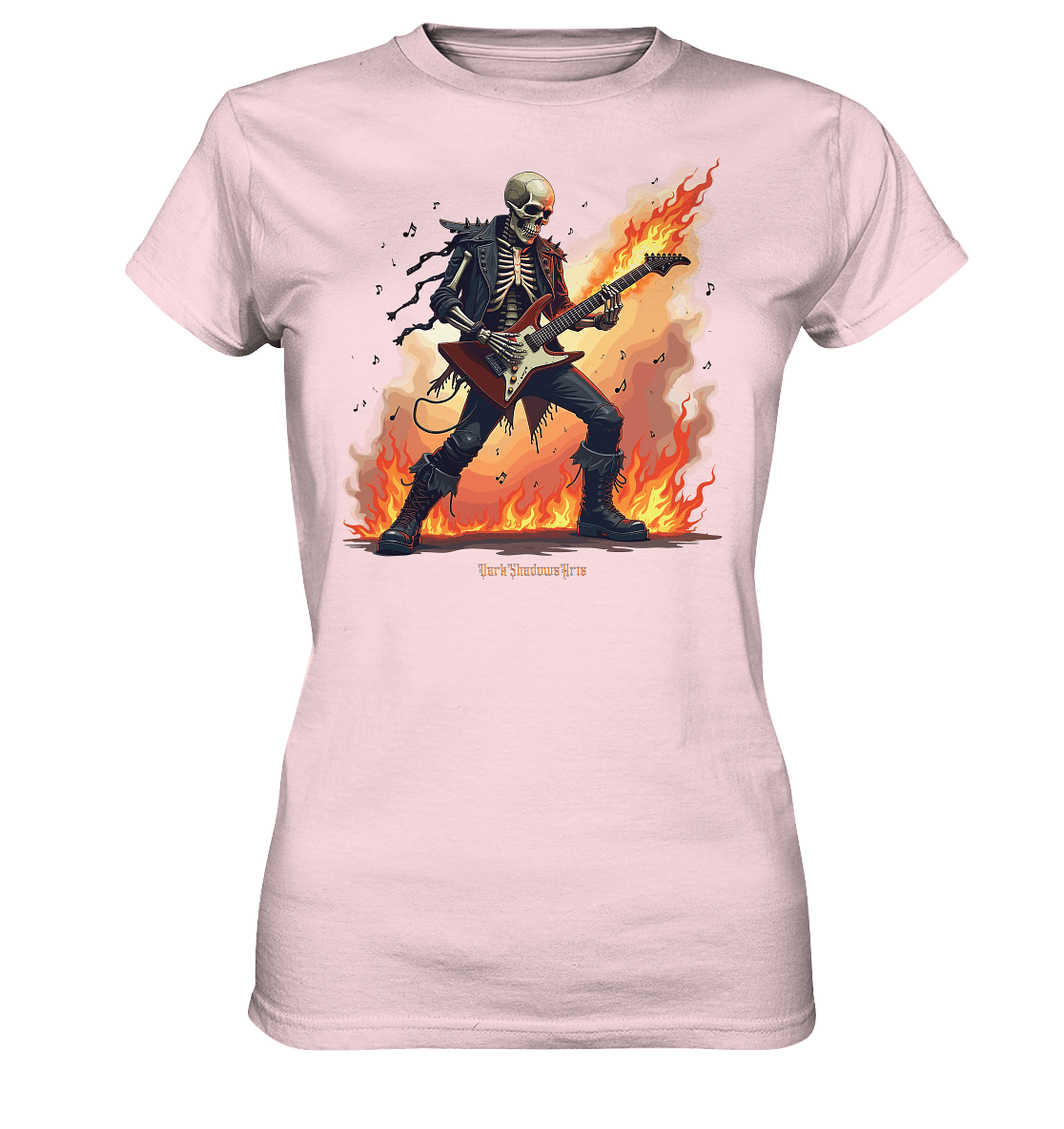 Guitar Rebellion - Skelettmusiker mit Feuer - Ladies Premium Shirt | Lady - Shirts | Dark Shadows Arts