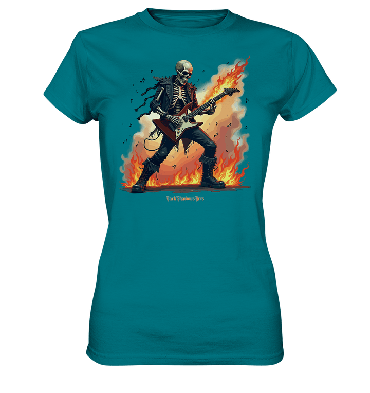 Guitar Rebellion - Skelettmusiker mit Feuer - Ladies Premium Shirt | Lady - Shirts | Dark Shadows Arts