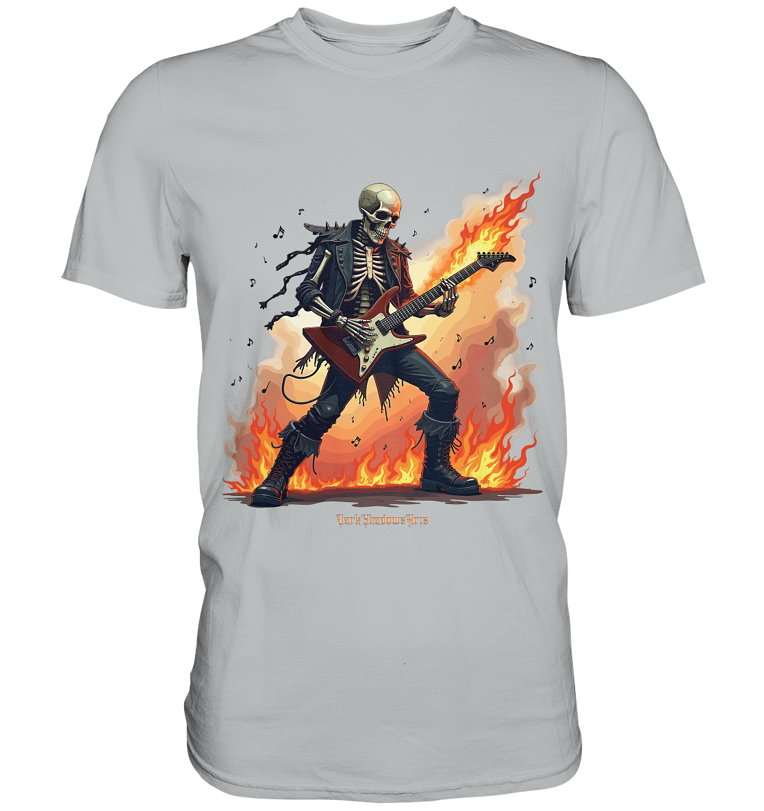 Guitar Rebellion - Skelettmusiker mit Feuer - Premium Shirt | Unisex - Shirts | Dark Shadows Arts