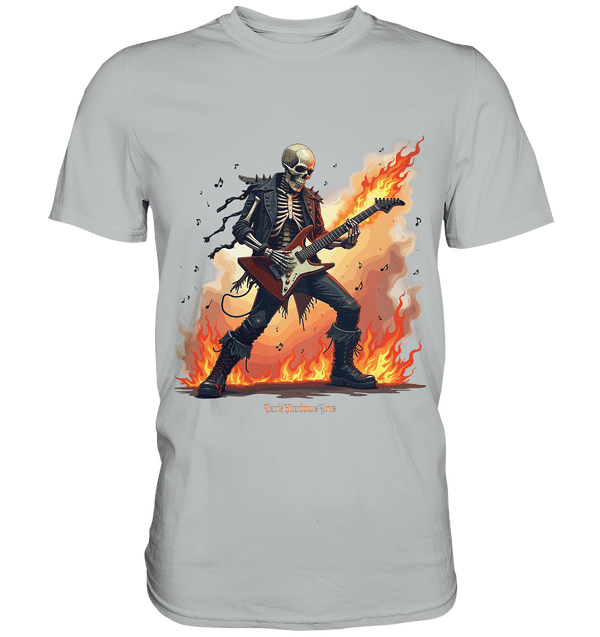 Guitar Rebellion - Skelettmusiker mit Feuer - Premium Shirt | Unisex - Shirts | Dark Shadows Arts