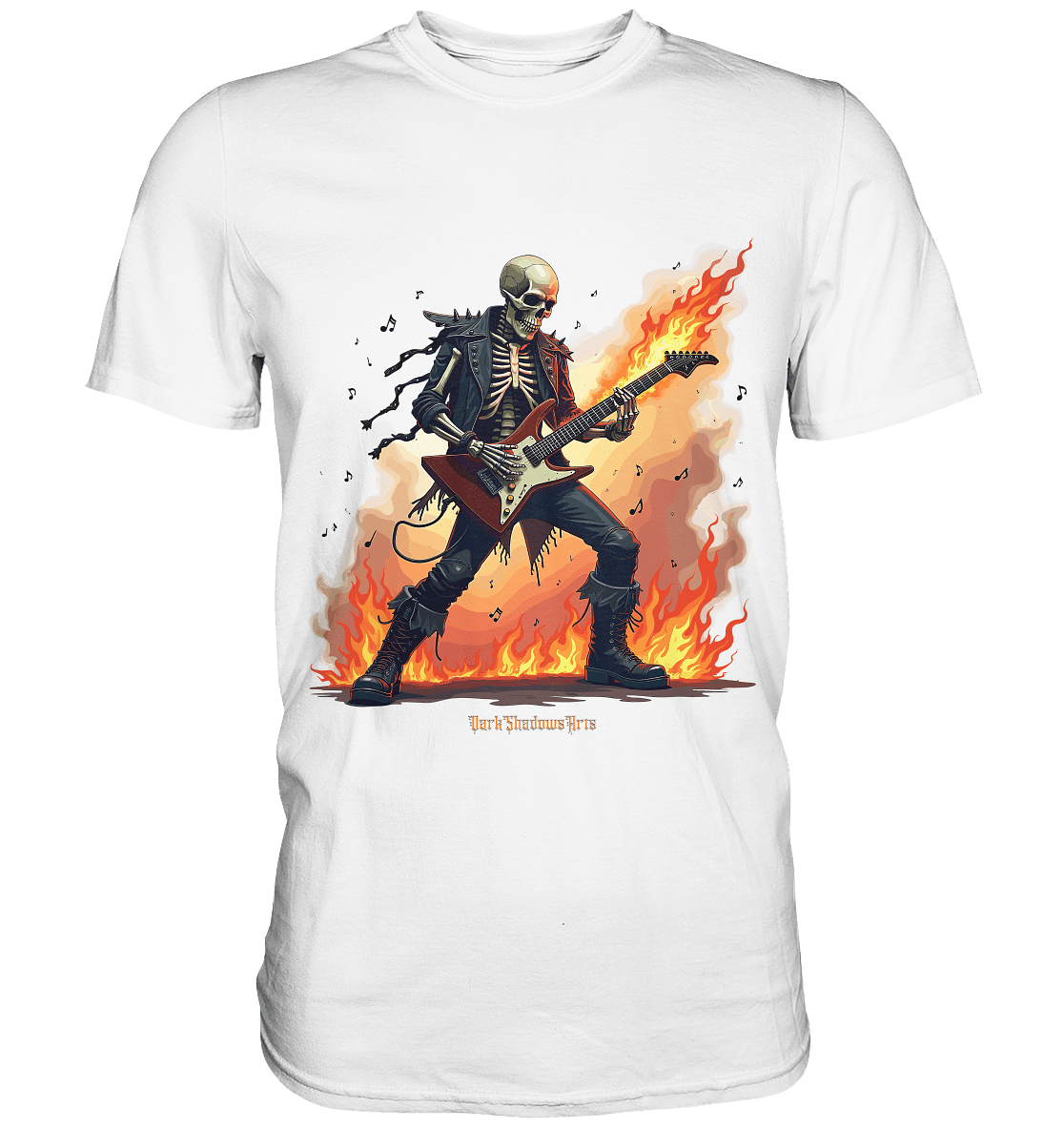 Guitar Rebellion - Skelettmusiker mit Feuer - Premium Shirt | Unisex - Shirts | Dark Shadows Arts