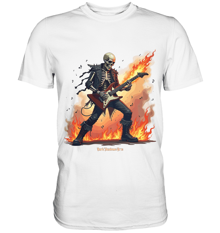 Guitar Rebellion - Skelettmusiker mit Feuer - Premium Shirt | Unisex - Shirts | Dark Shadows Arts