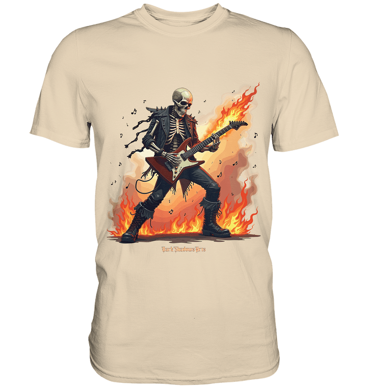 Guitar Rebellion - Skelettmusiker mit Feuer - Premium Shirt | Unisex - Shirts | Dark Shadows Arts